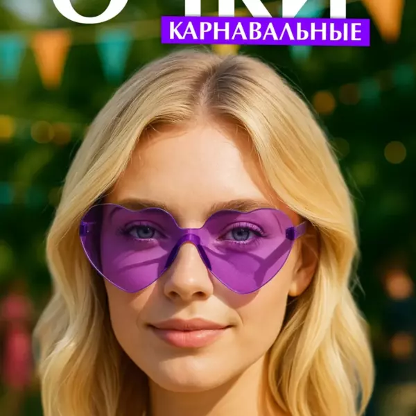 Фиолетовые очки в форме сердца, модный дизайн
