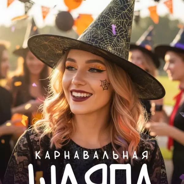 Карнавальная шляпа ведьмы «Паутинка», чёрная, размер 56 см — для праздника, вечеринки и фотосессии