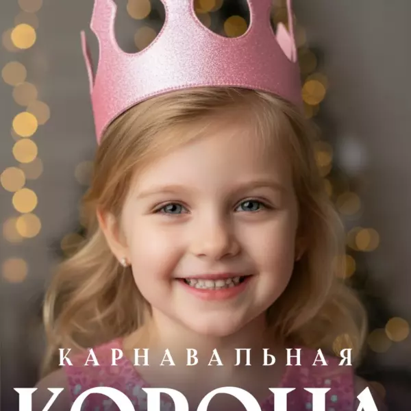 Карнавальная корона розовая для детей и взрослых, обхват 58 см