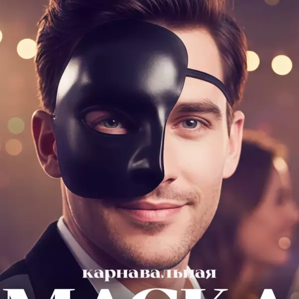 Маска венецианская карнавальная чёрная 14×11 см, полумаска на резинке