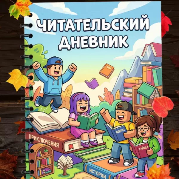 Читательский дневник на 33 книги в стиле Roblox для школьников
