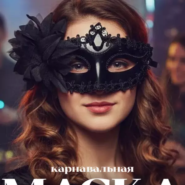 Черная карнавальная маска с кружевом и цветком для маскарада, бала и вечеринки