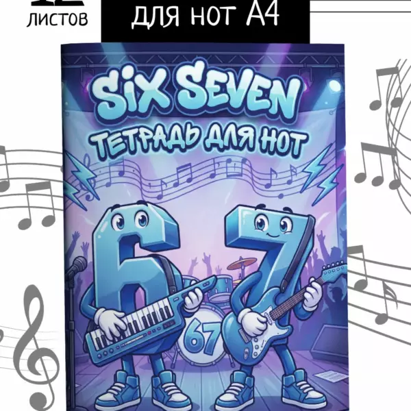 Тетрадь для нот А4 12 листов Six Seven 67 нотная тетрадь для музыки